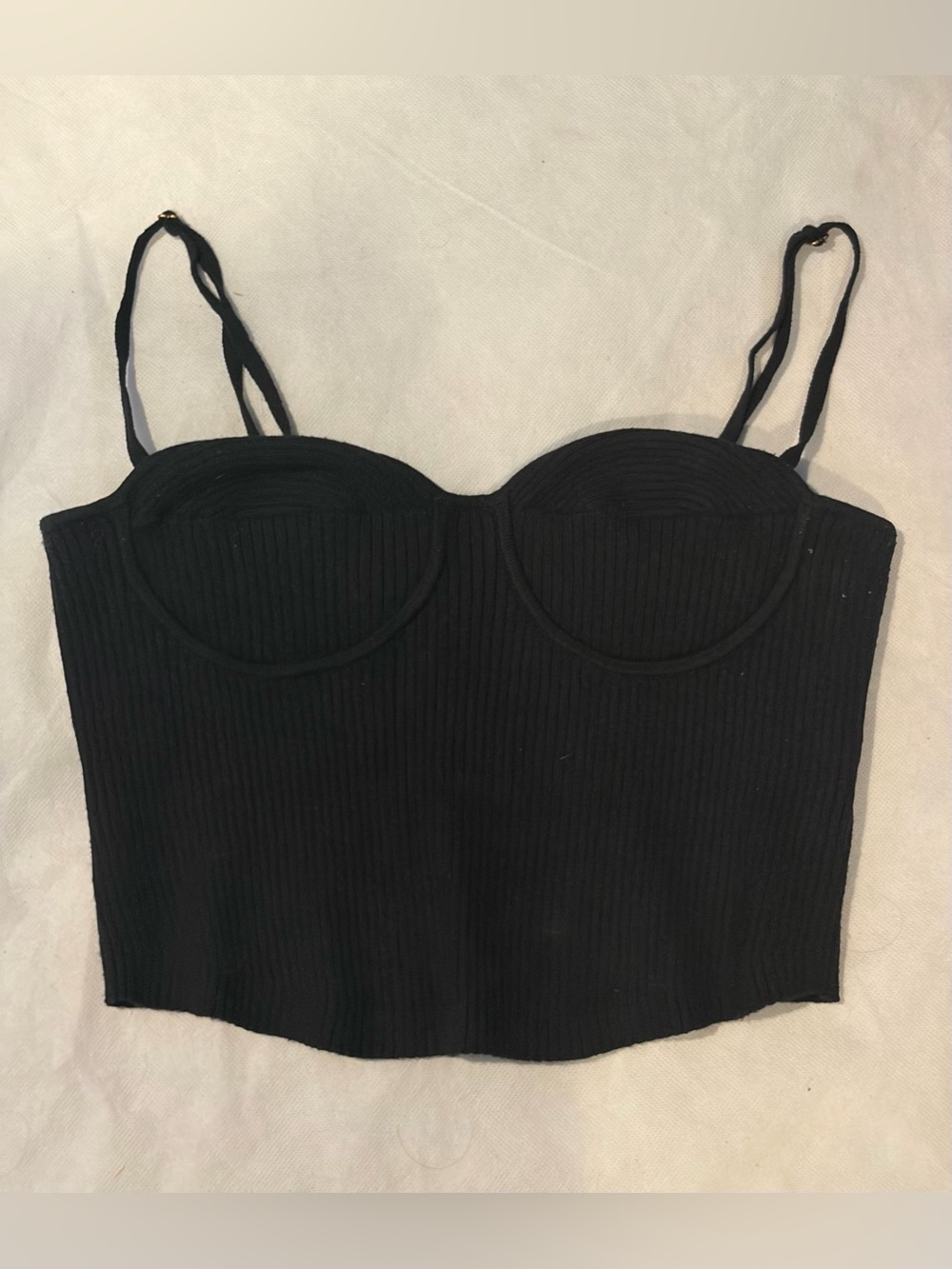 MISS LOVE Black Ribbed Bustier Crop Top size L